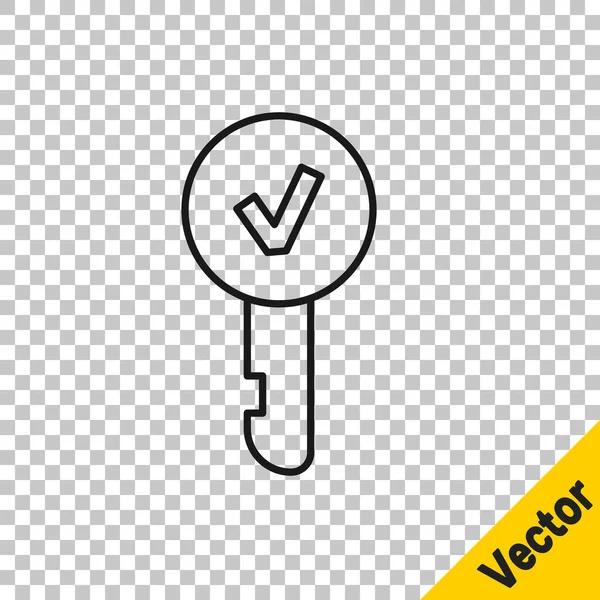 Línea Negra Icono Clave Aislado Sobre Fondo Transparente Ilustración Vectorial — Vector de stock