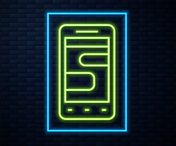 Gloeiende Neon Lijn Nieuwe Chatberichten Melding Telefoon Pictogram Geïsoleerd Bakstenen — Stockvector