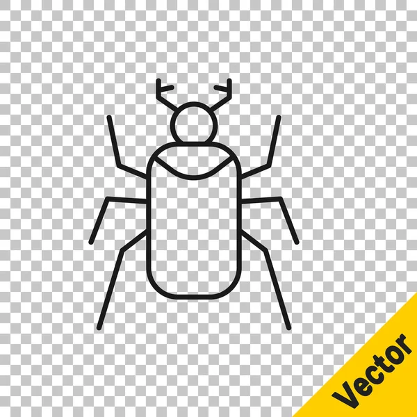 Escarabajo Línea Negra Icono Error Aislado Sobre Fondo Transparente Vector — Vector de stock