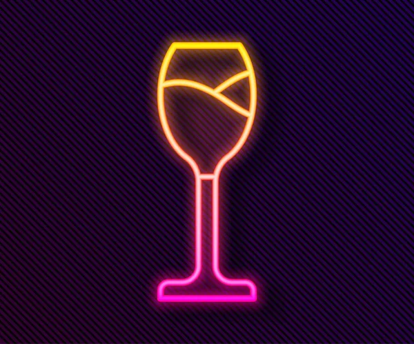 Gloeiende Neon Lijn Wijnglas Pictogram Geïsoleerd Zwarte Achtergrond Een Wijnglazen — Stockvector