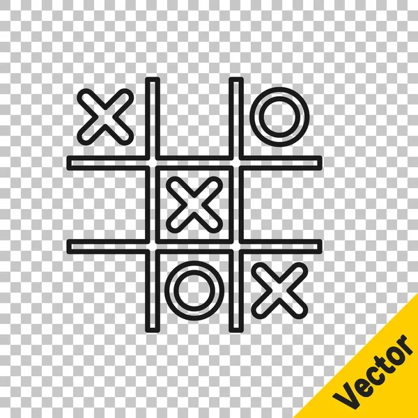 Black Line Tic Tac Toe Game Icon Isolated Transparent Background — Stock Vector