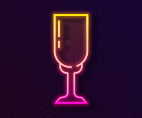 Gloeiende Neon Lijn Glas Champagne Icoon Geïsoleerd Zwarte Achtergrond Vector — Stockvector