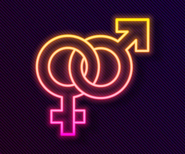 Gloeiende Neon Lijn Gender Pictogram Geïsoleerd Zwarte Achtergrond Symbolen Van — Stockvector