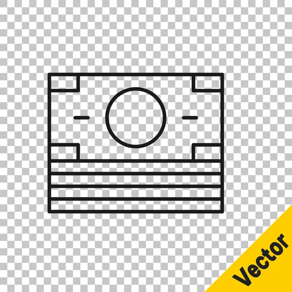 Línea Negra Pila Papel Moneda Icono Efectivo Aislado Sobre Fondo — Archivo Imágenes Vectoriales