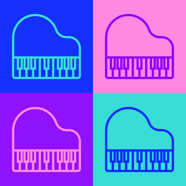 Linea Pop Art Icona Del Pianoforte Coda Isolata Sfondo Colori — Vettoriale Stock