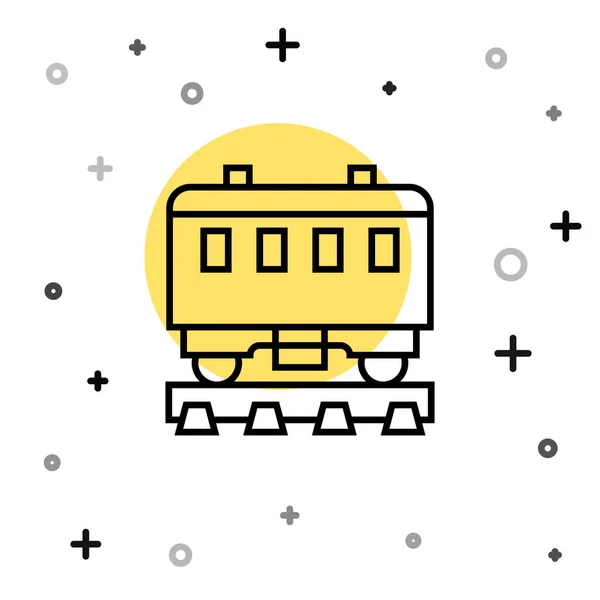 黑线客车图标隔离在白色背景 铁路运输 随机动态形状 — 图库矢量图片