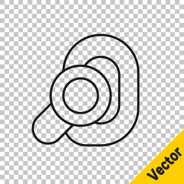 Schwarze Linie Hörgerätesymbol Isoliert Auf Transparentem Hintergrund Gehör Und Gehör — Stockvektor