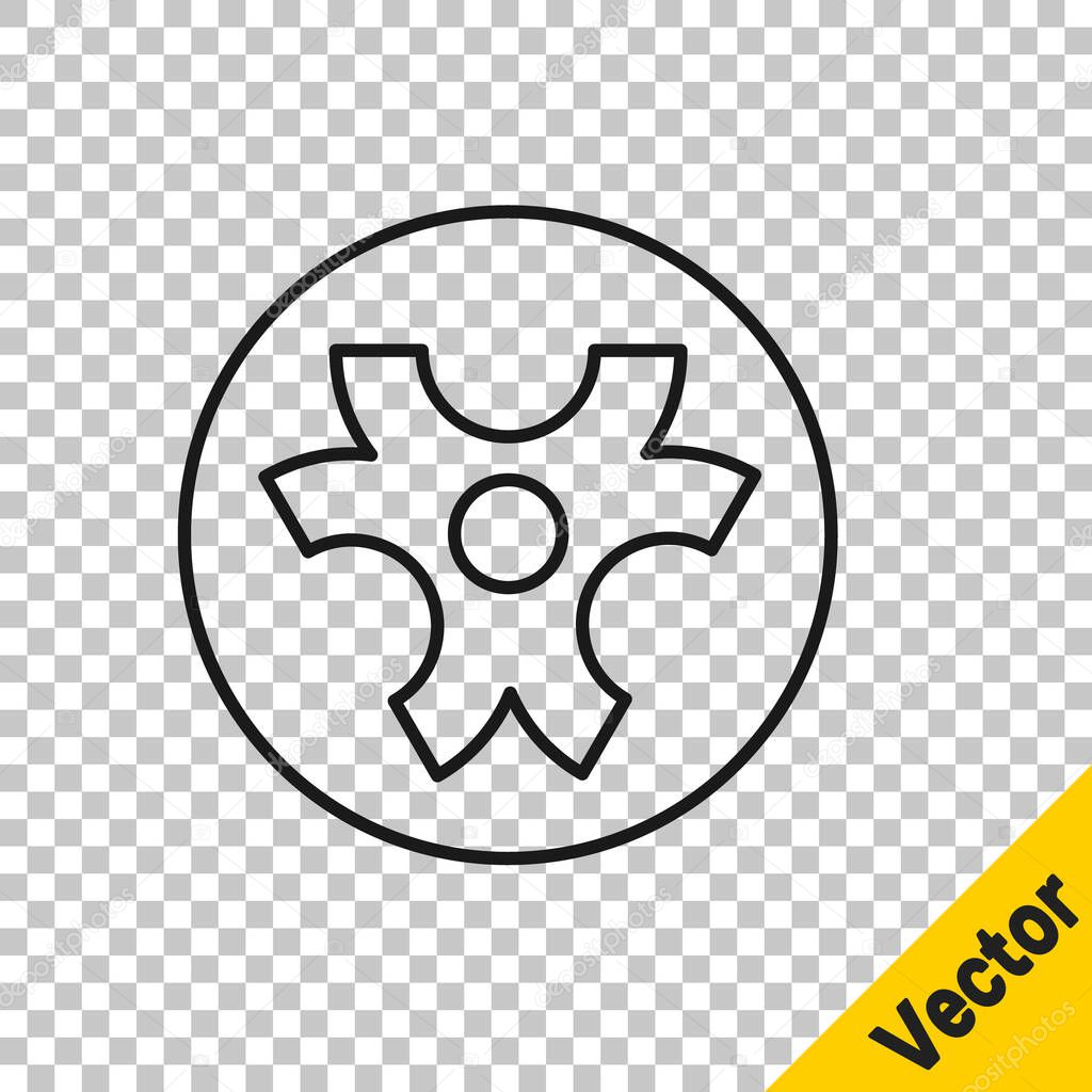 Black line Biohazard symbol icon isolated on transparent background.  Vector.