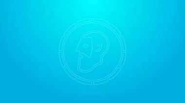 Pembe çizgi Kadim madeni para simgesi mavi arkaplanda izole edildi. 4K Video hareketli grafik canlandırması