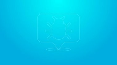 Pembe çizgi sistem hata konsepti simgesi mavi arkaplanda izole edildi. Kod hatası konsepti. Sistemde hata var. Böcek araması. 4K Video hareketli grafik canlandırması