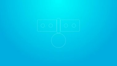 Mavi arkaplanda isim etiketi simgesi olan pembe çizgi tasması. Evcil hayvanlar için basit malzemeler. Kedi köpek bakımı. Evcil hayvan zincirleri. 4K Video hareketli grafik canlandırması