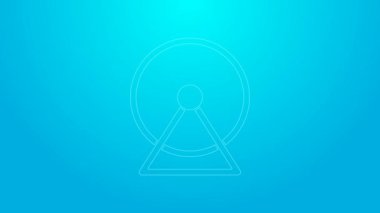 Pembe çizgi Hamster tekerleği simgesi mavi arkaplanda izole edilmiş. Kemirgenler için tekerlek. Evcil hayvan dükkanı. 4K Video hareketli grafik canlandırması