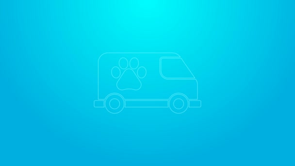 Růžová linka Veterinární ambulance ikona izolované na modrém pozadí. Symbol veterinární kliniky. Grafická animace pohybu videa 4K — Stock video