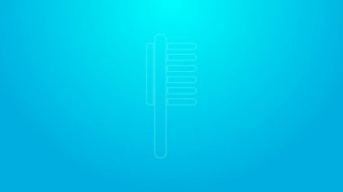 Pembe çizgi evcil hayvan şişesi tıbbi ikonu mavi arka planda izole edilmiş. Hayvan için reçeteli ilaç. 4K Video hareketli grafik canlandırması