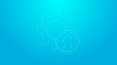 Pembe çizgi kafa avlama ikonu mavi arka planda izole edildi. İş hedefi ya da İstihdam tabelası. İş için insan kaynakları ve adam toplama. 4K Video hareketli grafik canlandırması