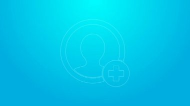 Pembe çizgi Mavi arkaplanda izole hesap ekran simgesi oluştur. 4K Video hareketli grafik canlandırması