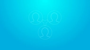 Pembe çizgi proje ekibi taban simgesi mavi arkaplanda izole edildi. İş analizi ve planlama, danışmanlık, takım çalışması, proje yönetimi. 4K Video hareketli grafik canlandırması