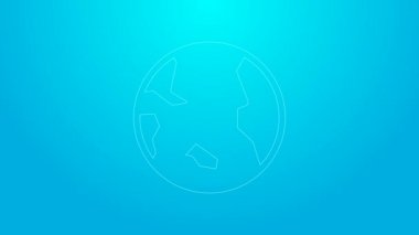 Pembe çizgi Dünya ikonu mavi arka planda izole edilmiş. Dünya ya da Dünya işareti. Küresel internet sembolü. Geometrik şekiller. 4K Video hareketli grafik canlandırması