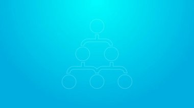 Pembe çizgi iş hiyerarşisi organogram grafik bilgi simgesi mavi arkaplanda izole edildi. Kurumsal yapı grafik elementleri. 4K Video hareketli grafik canlandırması