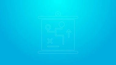 Pembe çizgi planlama stratejisi konsepti ikonu mavi arkaplanda izole edildi. Bardak düzeni ve taktik. 4K Video hareketli grafik canlandırması