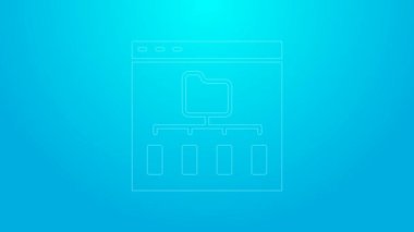 Pembe çizgi Tarayıcı dosya simgesi mavi arkaplanda izole edildi. 4K Video hareketli grafik canlandırması