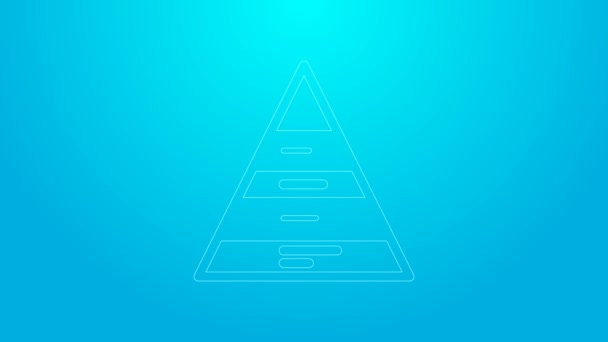 Línea rosa Icono de infografías de gráficos piramidales empresariales aislado sobre fondo azul. Etapas piramidales elementos gráficos. Animación gráfica de vídeo 4K — Vídeos de Stock