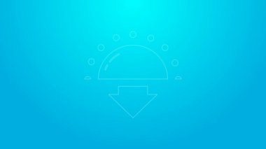 Pembe çizgi günbatımı simgesi mavi arkaplanda izole edildi. 4K Video hareketli grafik canlandırması