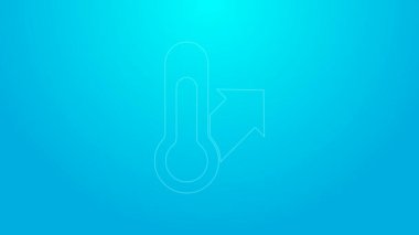 Mavi arkaplanda izole edilmiş pembe çizgi Meteoroloji termometresi ikonu. Termometre termometresi sıcak ya da soğuk hava gösteriyor. 4K Video hareketli grafik canlandırması