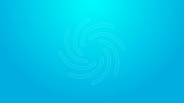 Pembe çizgi Tornado simgesi mavi arkaplanda izole edildi. Kasırga, kasırga, fırtına bacası, kasırga ya da hortum ikonu. 4K Video hareketli grafik canlandırması