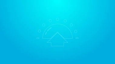 Pembe çizgi gündoğumu simgesi mavi arkaplanda izole edildi. 4K Video hareketli grafik canlandırması