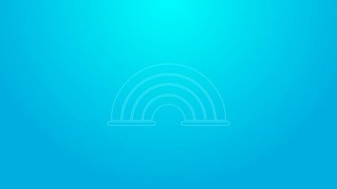 Pembe çizgi gökkuşağı simgesi mavi arkaplanda izole edildi. 4K Video hareketli grafik canlandırması