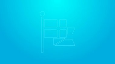 Bayrak direği ikonunda mavi arka planda izole edilmiş İngiltere bayrağı. 4K Video hareketli grafik canlandırması