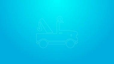 Pembe çizgili çekici ikonu mavi arka planda izole edildi. 4K Video hareketli grafik canlandırması