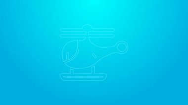 Mavi arka planda pembe çizgili helikopter araç ikonu izole edildi. 4K Video hareketli grafik canlandırması