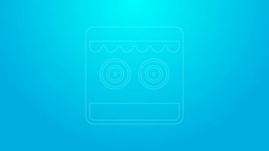 Pembe çizgi çekim galerisi ikonu mavi arkaplanda izole edildi. 4K Video hareketli grafik canlandırması