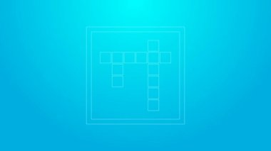 Mavi arkaplanda pembe çizgi bingo simgesi izole edildi. Amerikan tombala oyunu için piyango biletleri. 4K Video hareketli grafik canlandırması