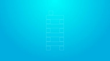 Pembe çizgi Mahjong parçaları mavi arkaplanda izole edilmiş. Çin mahjong kırmızı ejderha oyunu emojisi. 4K Video hareketli grafik canlandırması
