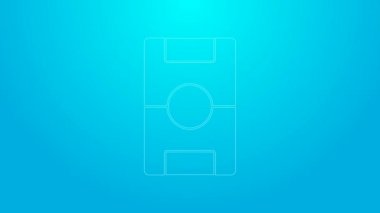 Pembe çizgi futbol masası simgesi mavi arkaplanda izole edildi. Hokey masası. 4K Video hareketli grafik canlandırması