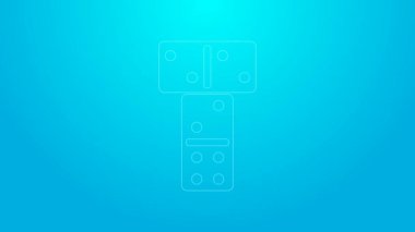 Pembe çizgi Domino simgesi mavi arkaplanda izole edildi. 4K Video hareketli grafik canlandırması