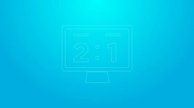 Pembe çizgi Sport mekanik skorbordu ve sonuç simgesi mavi arkaplanda izole edildi. 4K Video hareketli grafik canlandırması