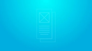 Pembe çizgi Tarayıcı pencere simgesi mavi arkaplanda izole edildi. 4K Video hareketli grafik canlandırması