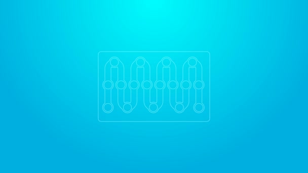 Pink line Board game icon isolated on blue background. 4K Video motion graphic animation — Stock Video