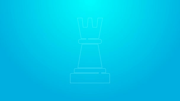 Ροζ γραμμή Σκάκι εικονίδιο απομονώνονται σε μπλε φόντο. Επιχειρηματική στρατηγική. Παιχνίδι, διαχείριση, οικονομικά. 4K Γραφική κίνηση κίνησης βίντεο — Αρχείο Βίντεο