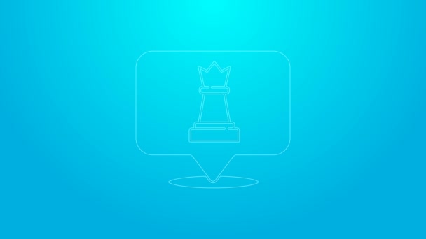 Icona scacchi rosa linea isolata su sfondo blu. Strategia aziendale. Gioco, gestione, finanza. Animazione grafica 4K Video motion — Video Stock