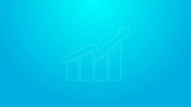 Pembe çizgi finansal büyüme ikonu mavi arka planda izole edildi. Gelirleri arttırıyorum. 4K Video hareketli grafik canlandırması
