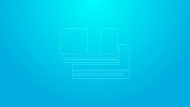 Pembe çizgi havlu yığını simgesi mavi arkaplanda izole edildi. 4K Video hareketli grafik canlandırması