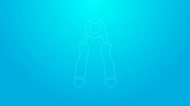 Pembe çizgi spor genişletici simgesi mavi arkaplanda izole edildi. Spor malzemeleri. 4K Video hareketli grafik canlandırması