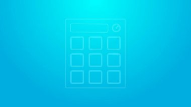 Pembe çizgili Drum makinesi müzik yapımcısı ikonu mavi arka planda izole edildi. 4K Video hareketli grafik canlandırması