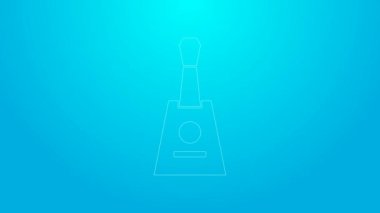 Pembe çizgi müzik aleti Balalaika simgesi mavi arkaplanda izole edildi. 4K Video hareketli grafik canlandırması