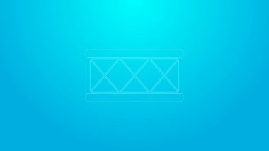 Pembe çizgi Drum simgesi mavi arkaplanda izole edildi. Müzik işareti. Müzik aleti sembolü. 4K Video hareketli grafik canlandırması